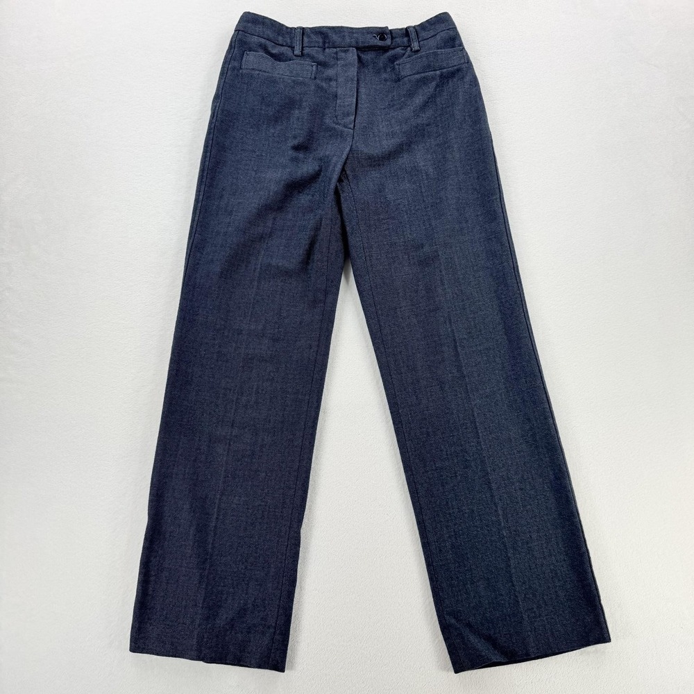 Prada Pants Womens 42 Blue Wool Twill Straight Leg Lined Dress Work Made Italy